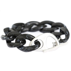 Brazalete cadena mármol negro plata
