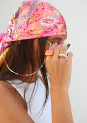 Satijnen bandana sjaal barok pink