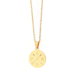 Engraved necklace gold - double arrow & 4 initials