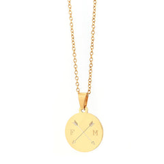Engraved necklace gold - double arrow & 2 initials