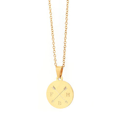 Engraved necklace gold - double arrow & 3 initials