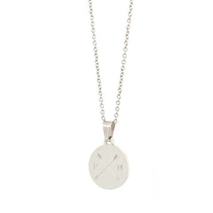 Engraved necklace silver - double arrow & 2 initials