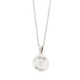 Engraved necklace silver - floral initial