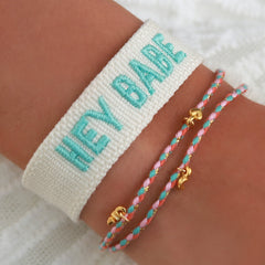 Gewebtes armband hey babe turquoise