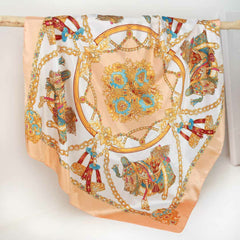Satin bandana scarf peach turquoise