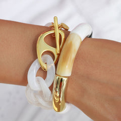 Armband penne beige white marble