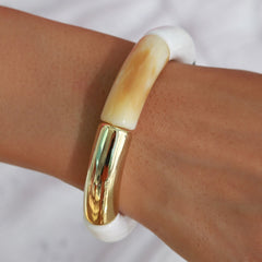 Armband penne beige white marble