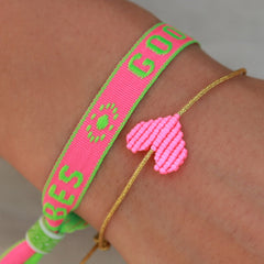 Woven bracelet good vibes neon