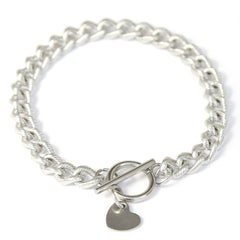 Pulsera de plata con cadena de corazón