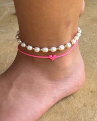 Fußkettchen Love Ibiza Herz rosa