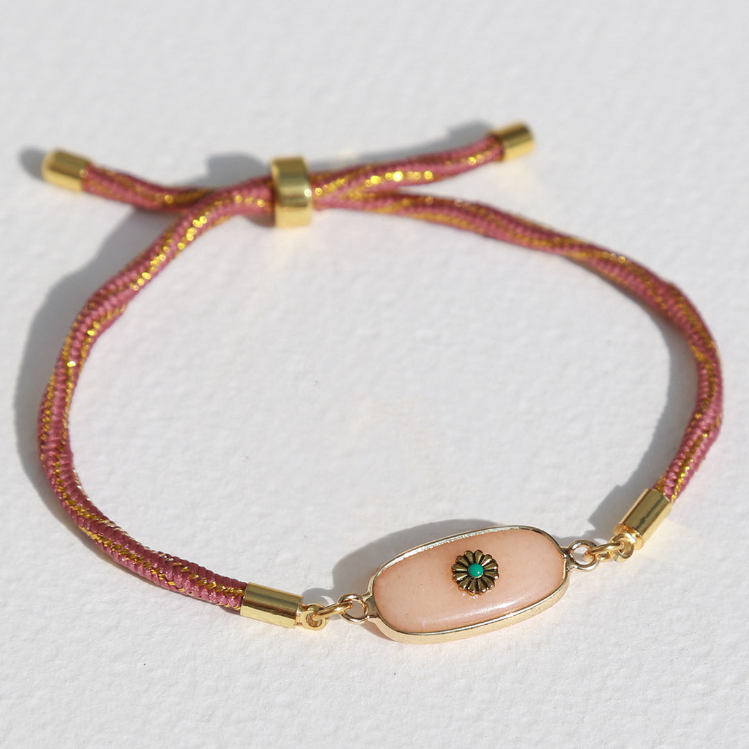Armband boho stone rozenquartz