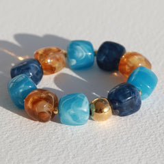 Bracelet cube golden ball blue
