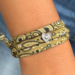 Armband bandana olijf hart zilver