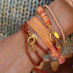 Bracelet facet wrap Orange Garnet