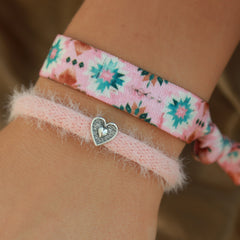 Armband flauschig hellrosa silber