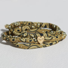 Armband bandana olijf hart goud