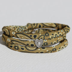 Armband bandana olijf hart zilver