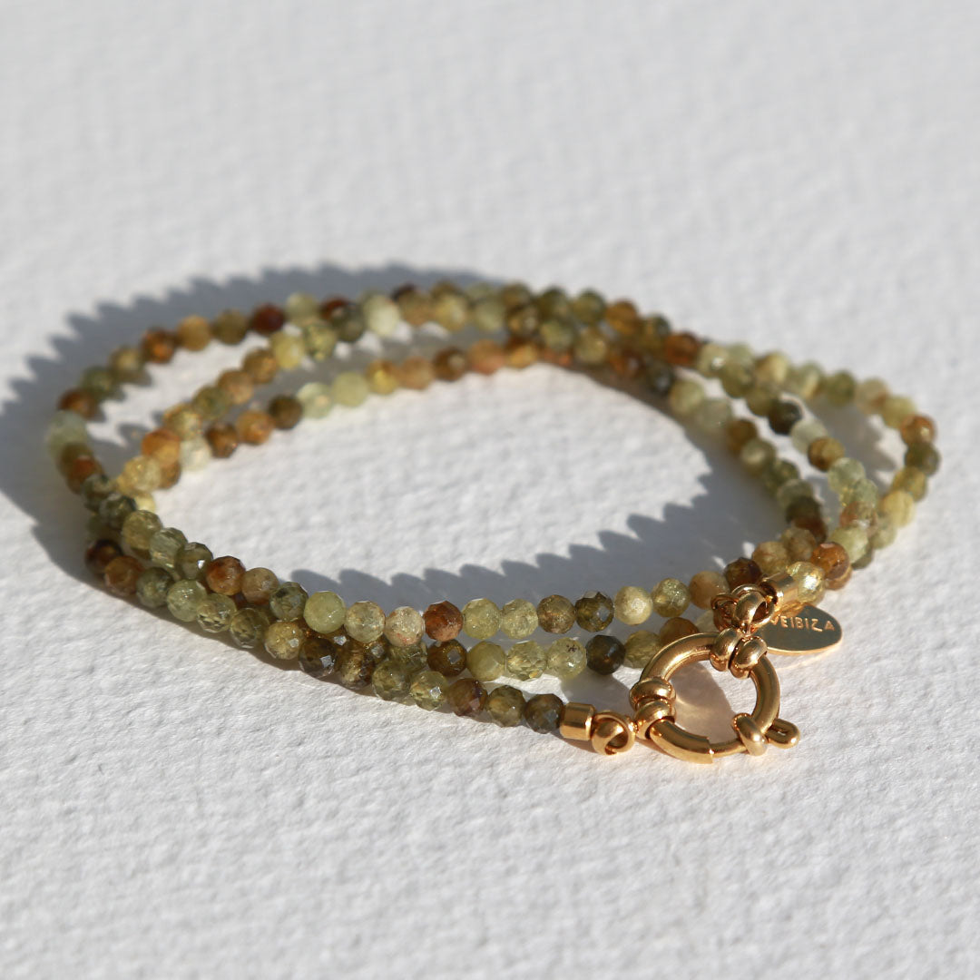 Bracelet facet wrap Green Garnet