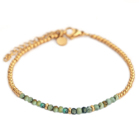 Pulsera de oro facetada verde mar