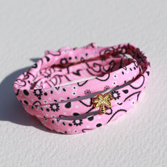 Armband - enkelbandje bandana pink palm goud