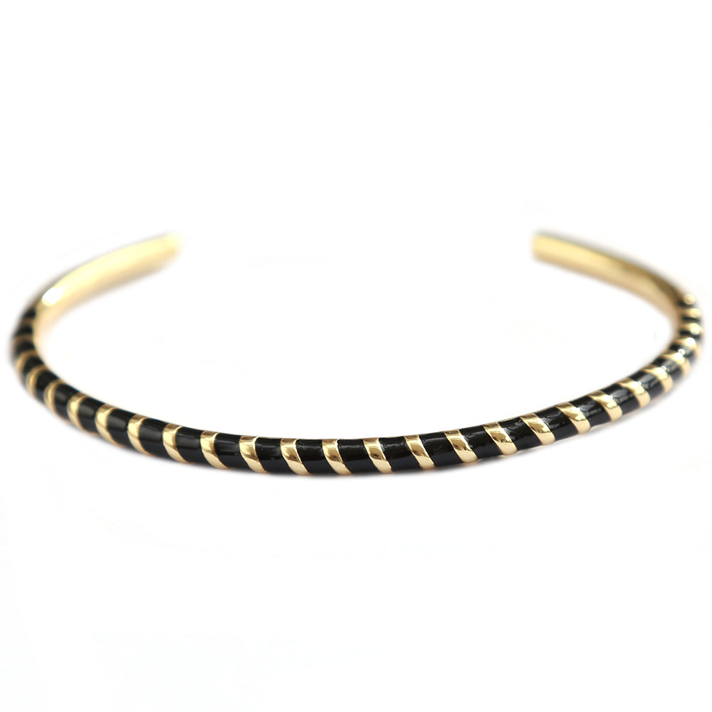Bracelet jonc doré rayure noir
