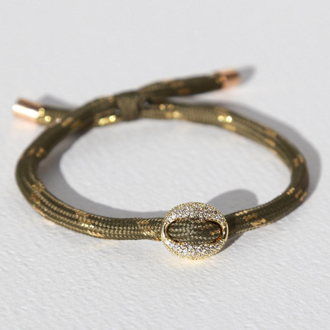 Armband bean diamant olijfgroen