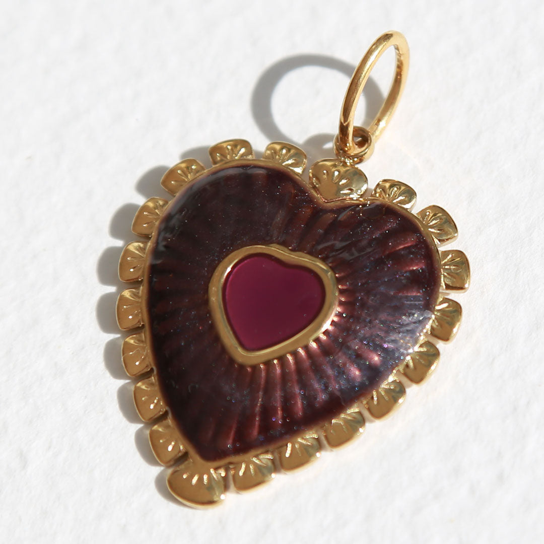 Burgundy heart charm