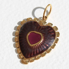 Burgundy heart charm