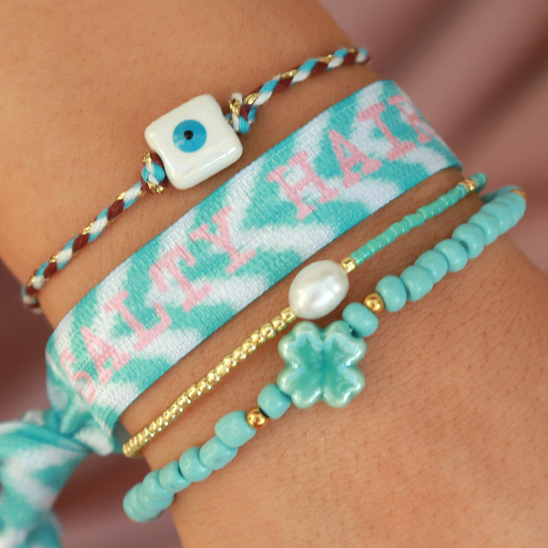 Bracelet clover stone blue