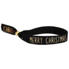 Pulsera de ante Feliz Navidad negra