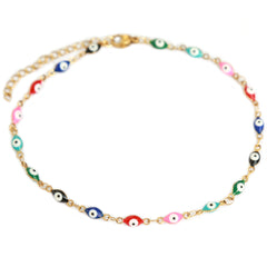 Pulsera de tobillo con ojo malvado dorado