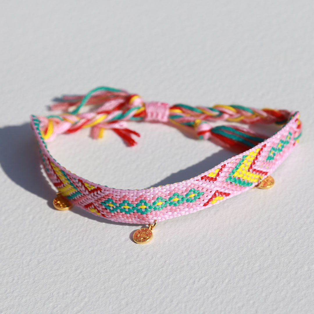 Fußkettchen Baumwolle aztekisch rosa goldene Münze