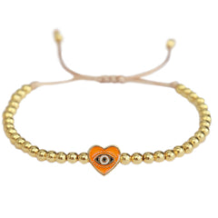 Armband böses Auge orange Herz gold