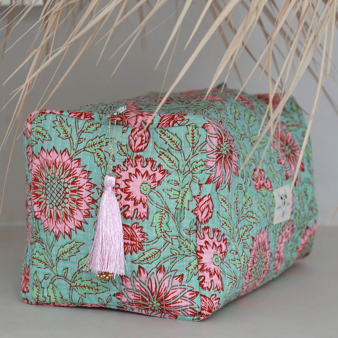 Neceser estampado Fez verde mar rosa L