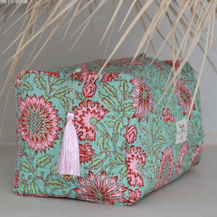 Neceser estampado Fez verde mar rosa L