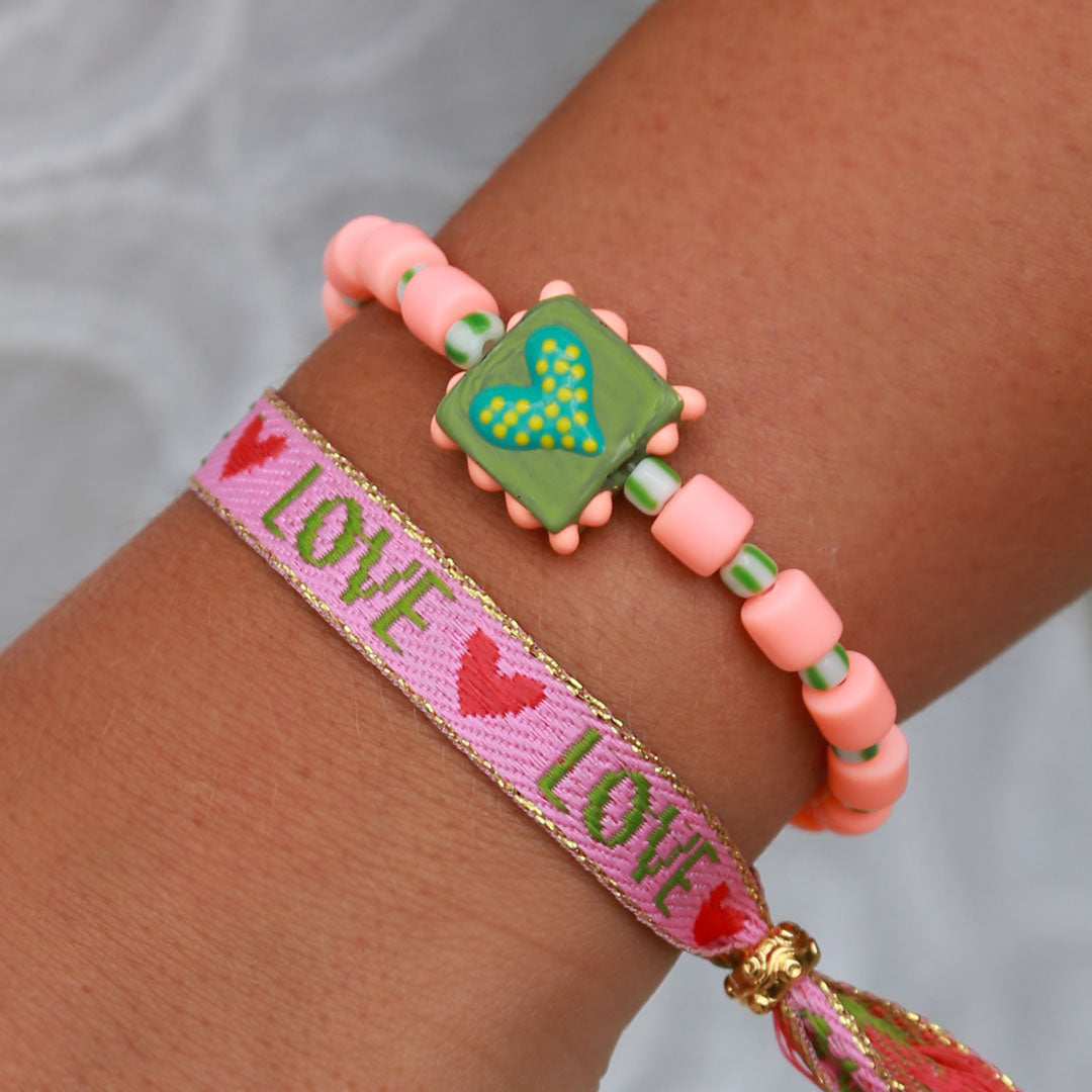 Geweven armband festival love