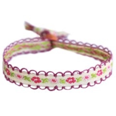 Woven bracelet cotton flower lavender