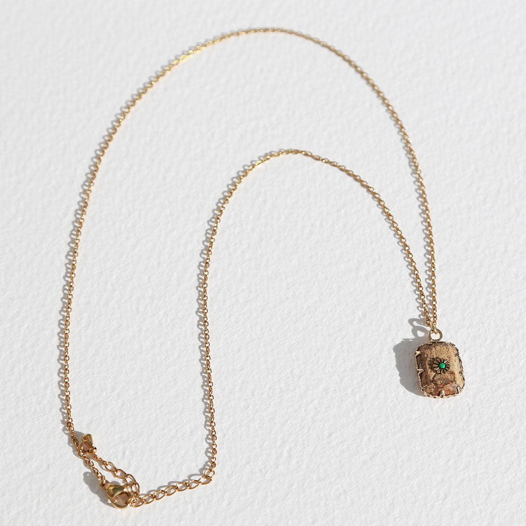 Gold necklace element stone jasper