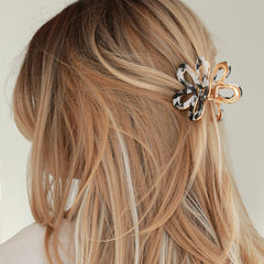 Pince à cheveux fleur en acier noir