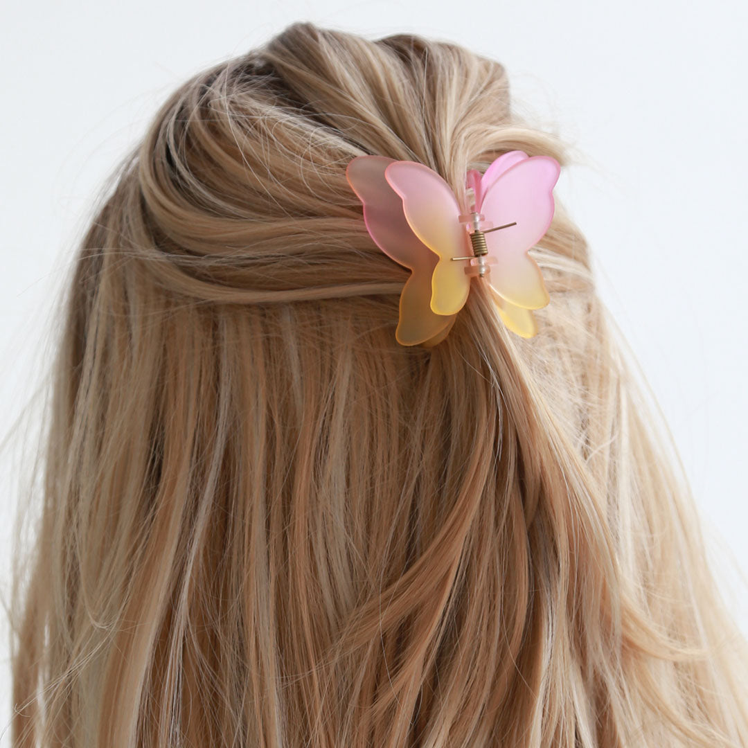 Hair clip butterfly pink orange