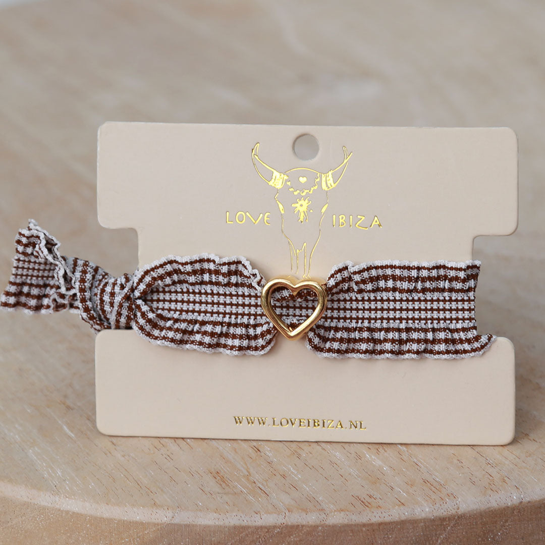 Bracelet cœur à volants marron