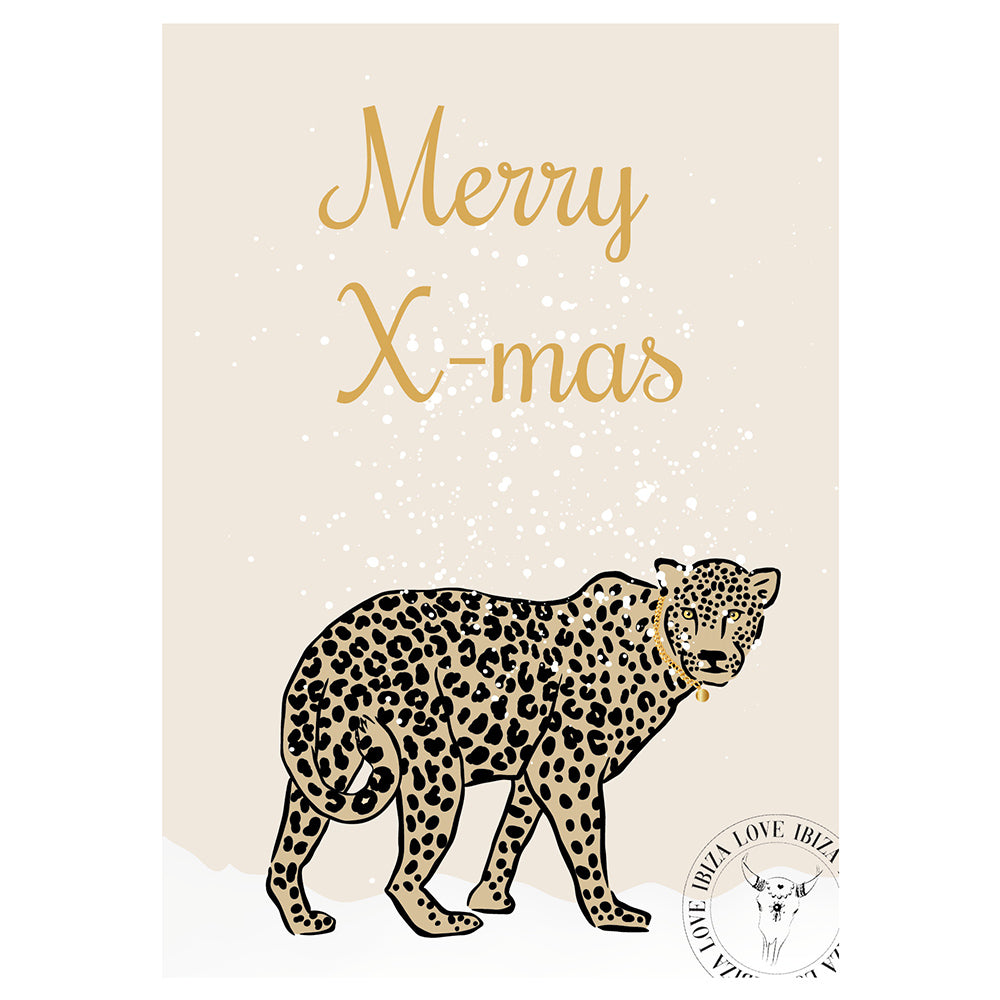 Tarjeta - Feliz Navidad leopardo