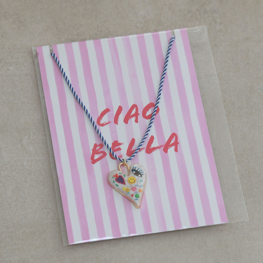 Collier coeur œil smiley