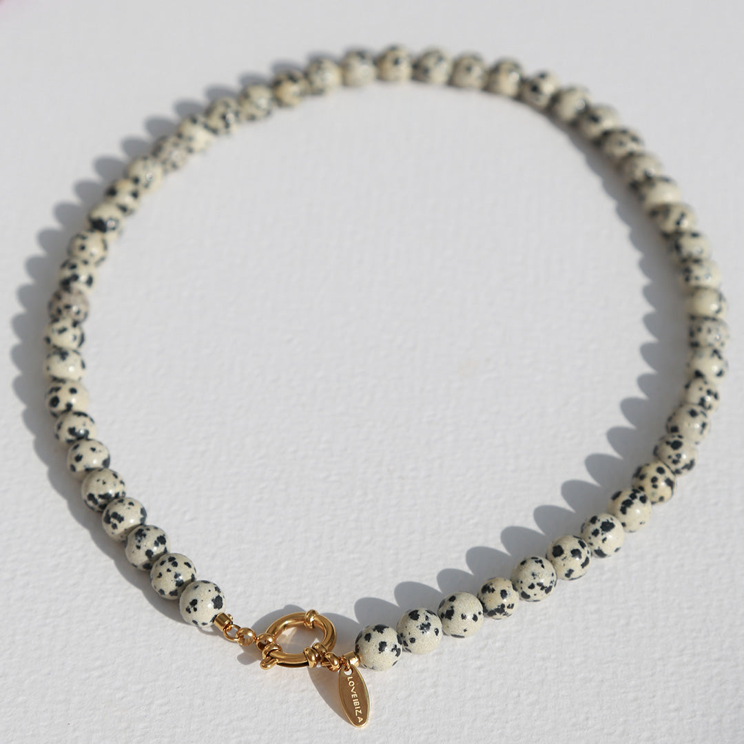 Collier en jaspe dalmatien d'Alicante