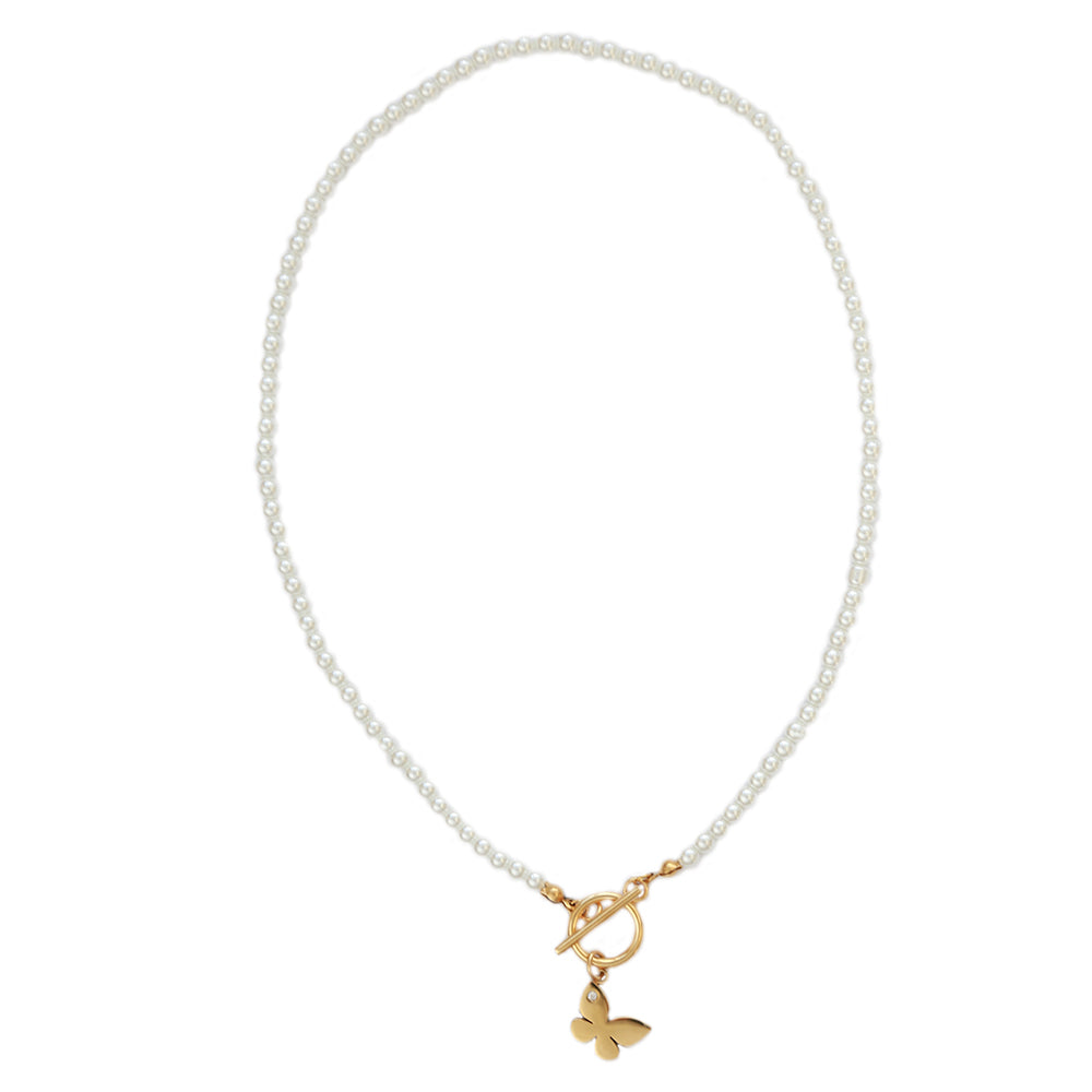 Necklace pearl butterfly