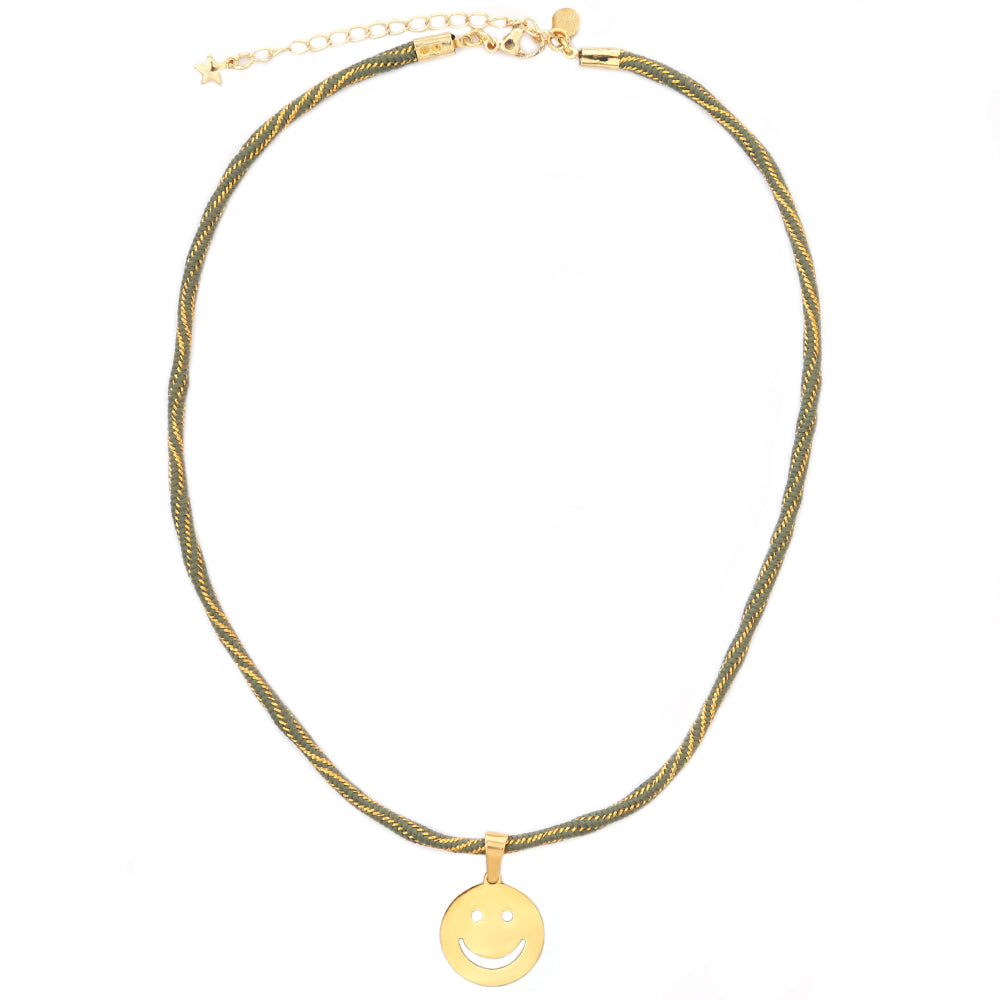 Collier smiley olive or