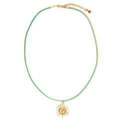 Necklace metallic turquoise sun
