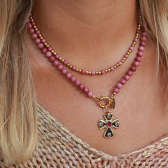 Collier Javea en pierre rose