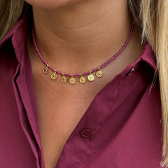 Miyuki necklace with golden coins rose