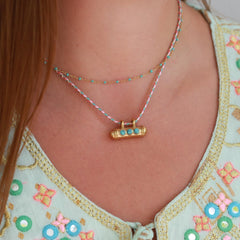 Goldene Kette little chain turquoise